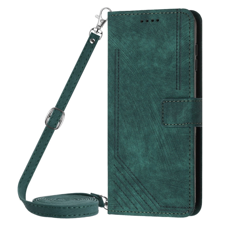 For Infinix Zero 30 4G Skin Feel Stripe Pattern Leather Phone Case with Lanyard(Green) - Infinix Cases by PMC TechLife | Online Shopping South Africa | PMC TechLife | Buy Now Pay Later Mobicred