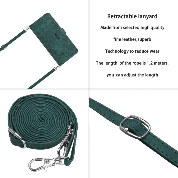 For Infinix Zero 30 4G Skin Feel Stripe Pattern Leather Phone Case with Lanyard(Green) - Infinix Cases by PMC TechLife | Online Shopping South Africa | PMC TechLife | Buy Now Pay Later Mobicred