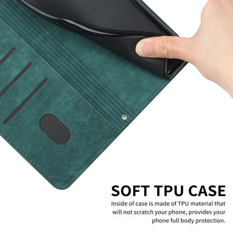 For Infinix Zero 30 4G Skin Feel Stripe Pattern Leather Phone Case with Lanyard(Green) - Infinix Cases by PMC TechLife | Online Shopping South Africa | PMC TechLife | Buy Now Pay Later Mobicred