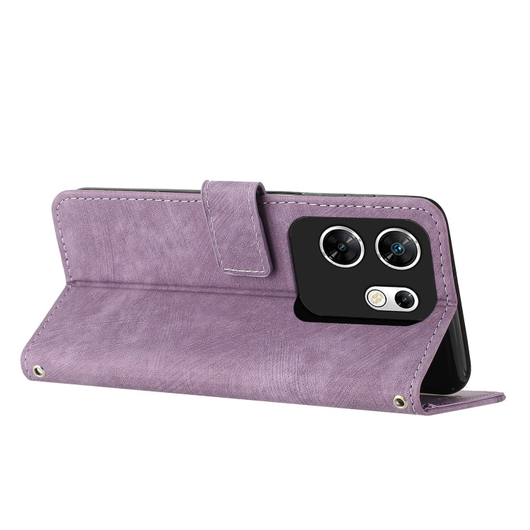 For Infinix Zero 30 4G Skin Feel Stripe Pattern Leather Phone Case with Lanyard(Purple) - Infinix Cases by PMC Jewellery | Online Shopping South Africa | PMC Jewellery | Buy Now Pay Later Mobicred