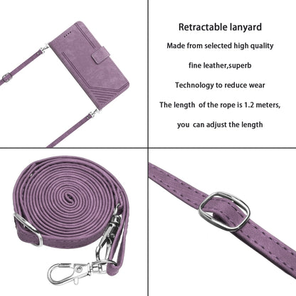 For Infinix Zero 30 4G Skin Feel Stripe Pattern Leather Phone Case with Lanyard(Purple) - Infinix Cases by PMC Jewellery | Online Shopping South Africa | PMC Jewellery | Buy Now Pay Later Mobicred