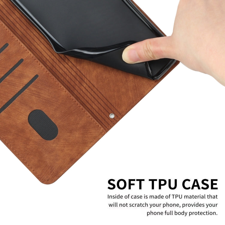 For Infinix Zero 30 5G Skin Feel Stripe Pattern Leather Phone Case with Lanyard(Brown) - Infinix Cases by PMC TechLife | Online Shopping South Africa | PMC TechLife | Buy Now Pay Later Mobicred