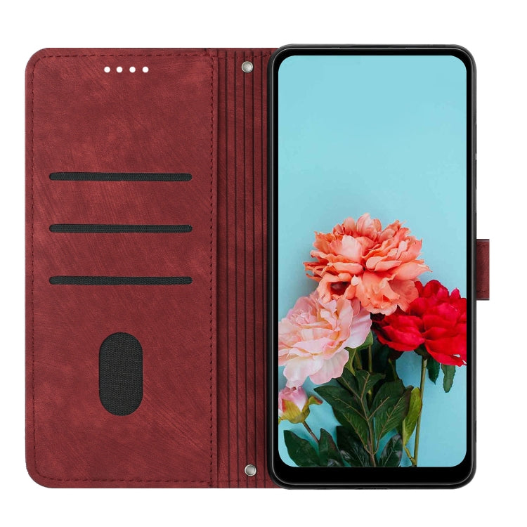 For Infinix Hot 40 / 40 Pro Skin Feel Stripe Pattern Leather Phone Case with Lanyard(Red) - Infinix Cases by PMC Jewellery | Online Shopping South Africa | PMC Jewellery | Buy Now Pay Later Mobicred