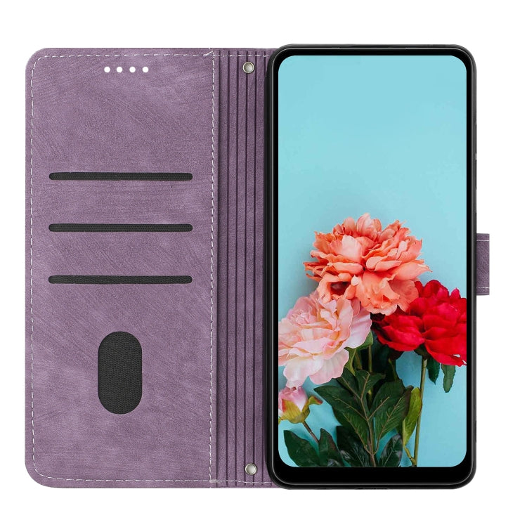 For Infinix Hot 40 / 40 Pro Skin Feel Stripe Pattern Leather Phone Case with Lanyard(Purple) - Infinix Cases by PMC TechLife | Online Shopping South Africa | PMC TechLife | Buy Now Pay Later Mobicred