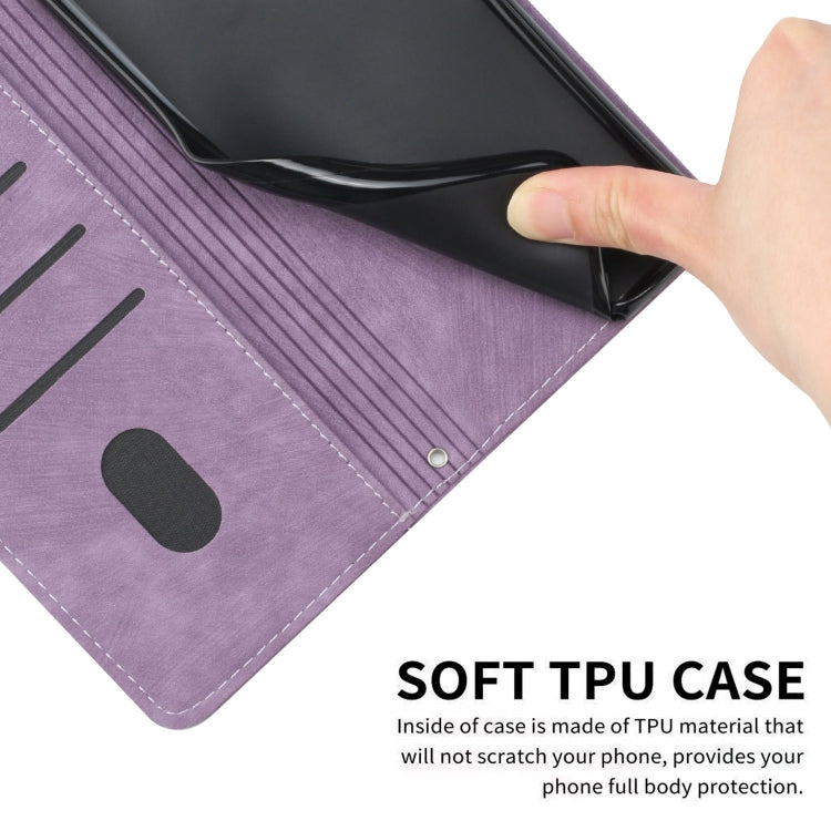 For Infinix Hot 40i Skin Feel Stripe Pattern Leather Phone Case with Lanyard(Purple) - Infinix Cases by PMC TechLife | Online Shopping South Africa | PMC TechLife | Buy Now Pay Later Mobicred