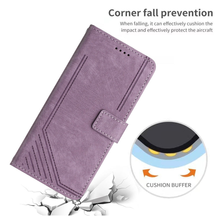 For Infinix Note 40 Pro 4G / 5G Skin Feel Stripe Pattern Leather Phone Case with Lanyard(Purple) - Infinix Cases by PMC TechLife | Online Shopping South Africa | PMC TechLife | Buy Now Pay Later Mobicred