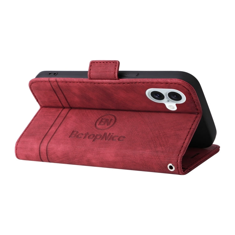 For iPhone 16 Plus BETOPNICE Dual-side Buckle Leather Phone Case(Red) - iPhone 16 Plus Cases by BETOPNICE | Online Shopping South Africa | PMC Jewellery | Buy Now Pay Later Mobicred