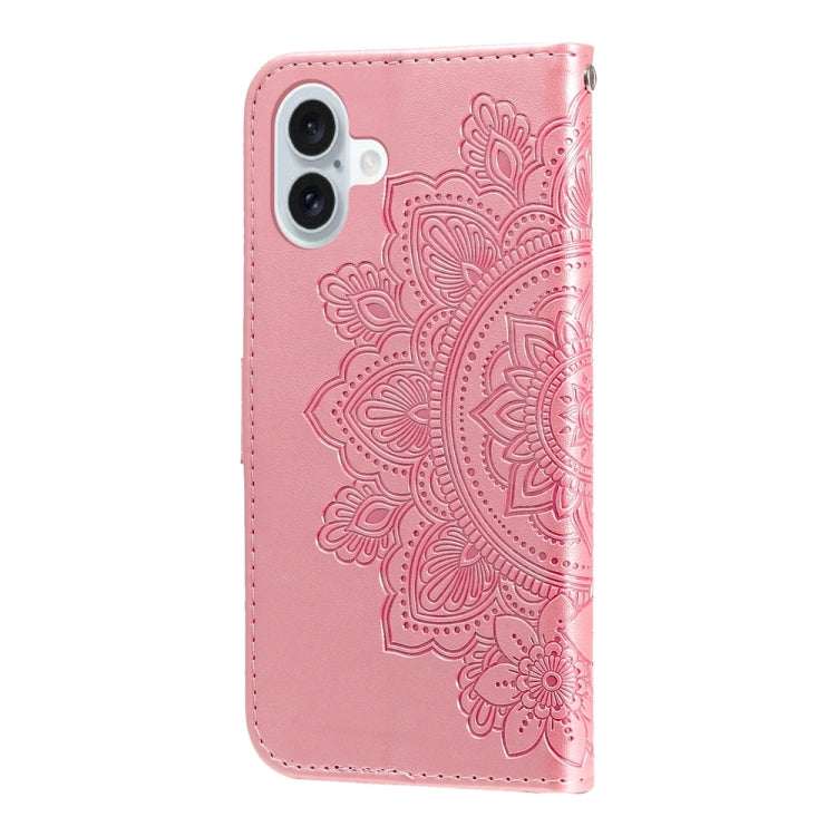 For iPhone 16 Plus 7-petal Flowers Embossing Leather Phone Case(Rose Gold) - iPhone 16 Plus Cases by PMC TechLife | Online Shopping South Africa | PMC TechLife | Buy Now Pay Later Mobicred