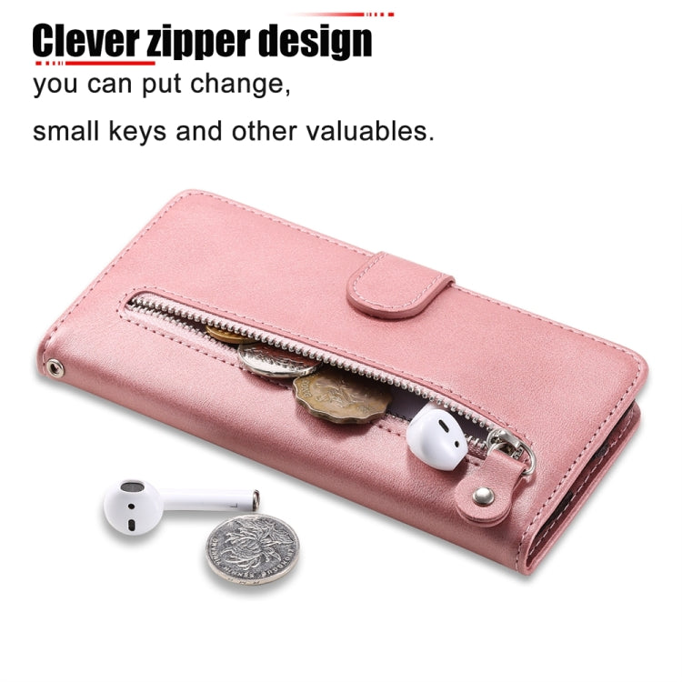 For iPhone 16e Fashion Calf Texture Zipper Leather Phone Case(Rose Gold) - iPhone 16e Cases by PMC TechLife | Online Shopping South Africa | PMC TechLife | Buy Now Pay Later Mobicred