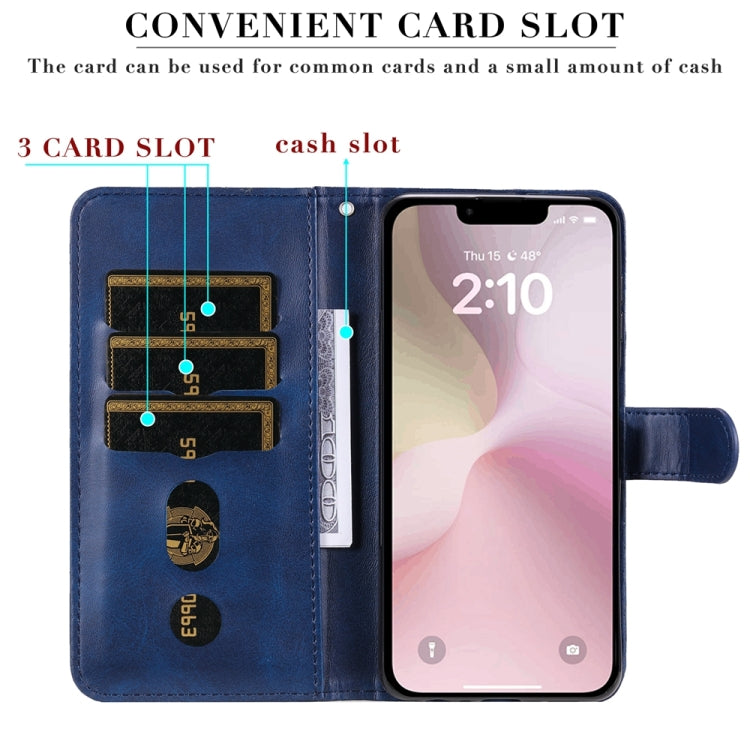 For iPhone 16e Fashion Calf Texture Zipper Leather Phone Case(Blue) - iPhone 16e Cases by PMC TechLife | Online Shopping South Africa | PMC TechLife | Buy Now Pay Later Mobicred