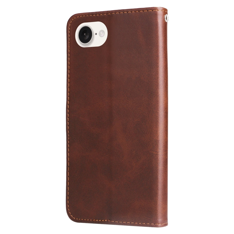 For iPhone 16e Fashion Calf Texture Zipper Leather Phone Case(Brown) - iPhone 16e Cases by PMC TechLife | Online Shopping South Africa | PMC TechLife | Buy Now Pay Later Mobicred