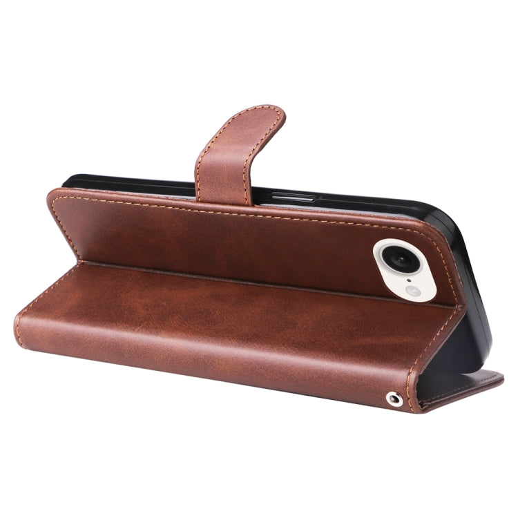 For iPhone 16e Fashion Calf Texture Zipper Leather Phone Case(Brown) - iPhone 16e Cases by PMC TechLife | Online Shopping South Africa | PMC TechLife | Buy Now Pay Later Mobicred