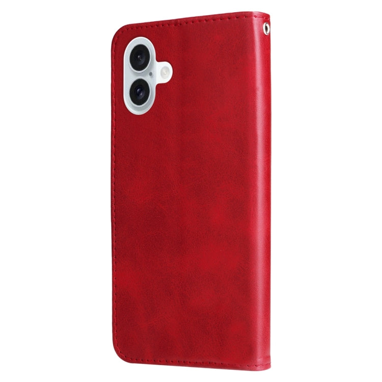 For iPhone 16 Plus Fashion Calf Texture Zipper Leather Phone Case(Red) - iPhone 16 Plus Cases by PMC Jewellery | Online Shopping South Africa | PMC Jewellery | Buy Now Pay Later Mobicred