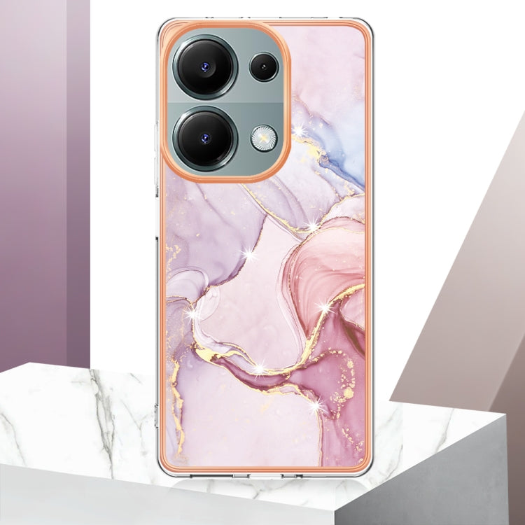 For Xiaomi Redmi Note 13 Pro 4G Global Electroplating Marble Dual-side IMD Phone Case(Rose Gold 005) - free shipping - PMC TechLife - Order now!