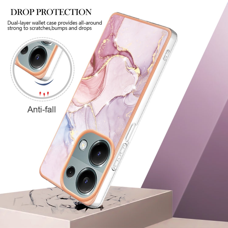 For Xiaomi Redmi Note 13 Pro 4G Global Electroplating Marble Dual-side IMD Phone Case(Rose Gold 005) - free shipping - PMC TechLife - Order now!
