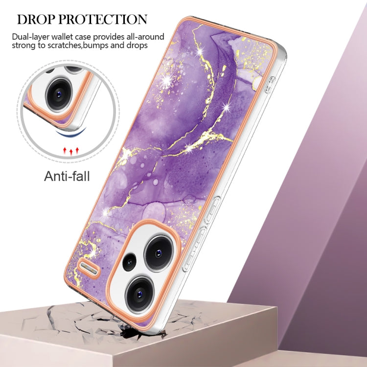 For Xiaomi Redmi Note 13 Pro+ 5G Electroplating Marble Dual-side IMD Phone Case(Purple 002) - Note 13 Pro+ Cases by PMC TechLife | Online Shopping South Africa | PMC TechLife | Buy Now Pay Later Mobicred