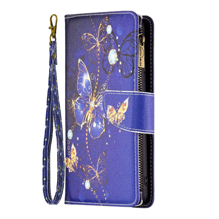 For iPhone 16 Plus Colored Drawing Pattern Zipper Phone Leather Case(Purple Butterfly) - iPhone 16 Plus Cases by PMC TechLife | Online Shopping South Africa | PMC TechLife | Buy Now Pay Later Mobicred