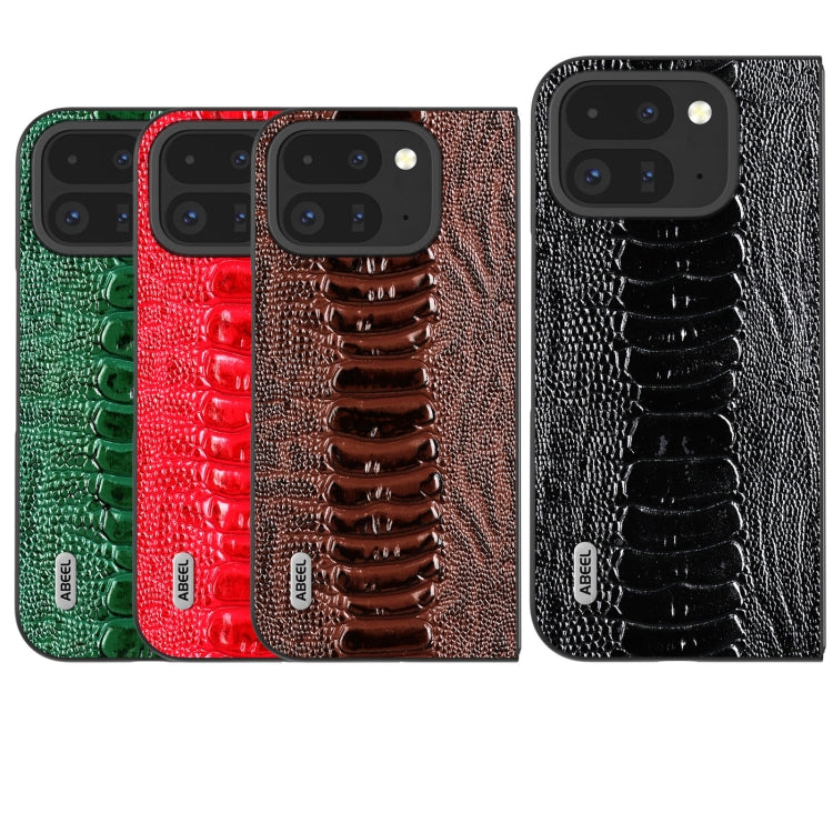 For Google Pixel 9 Pro Fold ABEEL Genuine Leather Weilai Series Phone Case(Coffee) - Google Cases by PMC TechLife | Online Shopping South Africa | PMC TechLife | Buy Now Pay Later Mobicred