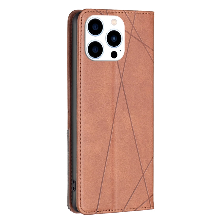 For iPhone 16 Pro Rhombus Texture Magnetic Leather Phone Case(Brown) - iPhone 16 Pro Cases by PMC Jewellery | Online Shopping South Africa | PMC Jewellery | Buy Now Pay Later Mobicred