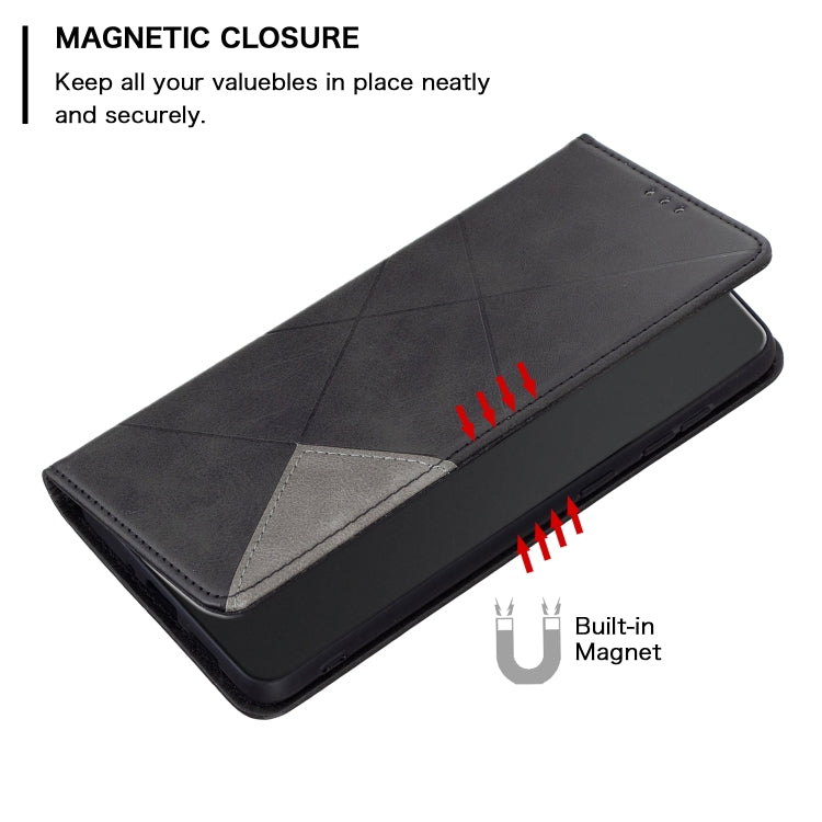 For iPhone 16 Pro Max Rhombus Texture Magnetic Leather Phone Case(Black) - iPhone 16 Pro Max Cases by PMC TechLife | Online Shopping South Africa | PMC TechLife | Buy Now Pay Later Mobicred