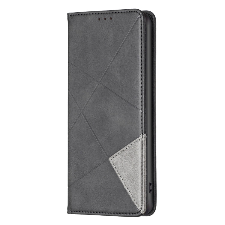 For iPhone 16 Rhombus Texture Magnetic Leather Phone Case(Black) - iPhone 16 Cases by PMC TechLife | Online Shopping South Africa | PMC TechLife | Buy Now Pay Later Mobicred