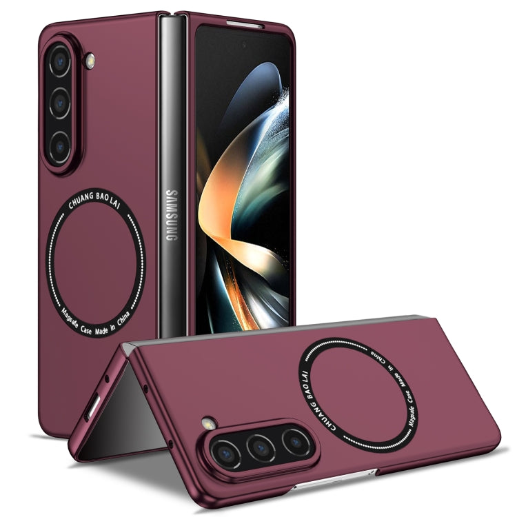 For Samsung Galaxy Z Fold5 Magsafe Magnetic Folding PC Phone Case(Wine Red) - Galaxy Z Fold5 Cases by PMC TechLife | Online Shopping South Africa | PMC TechLife