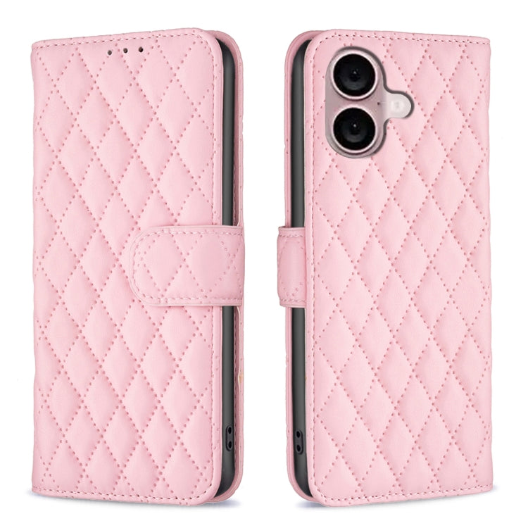 For iPhone 16 Plus Diamond Lattice Wallet Flip Leather Phone Case(Pink) - iPhone 16 Plus Cases by PMC TechLife | Online Shopping South Africa | PMC TechLife | Buy Now Pay Later Mobicred