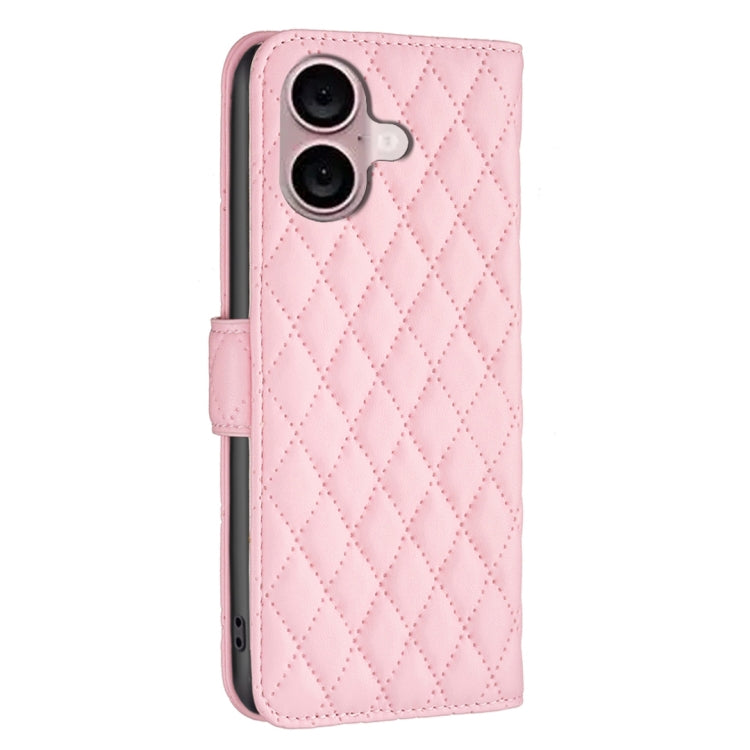 For iPhone 16 Plus Diamond Lattice Wallet Flip Leather Phone Case(Pink) - iPhone 16 Plus Cases by PMC TechLife | Online Shopping South Africa | PMC TechLife | Buy Now Pay Later Mobicred
