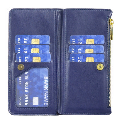 For iPhone 16 Diamond Lattice Zipper Wallet Leather Flip Phone Case(Blue) - iPhone 16 Cases by PMC Jewellery | Online Shopping South Africa | PMC Jewellery | Buy Now Pay Later Mobicred