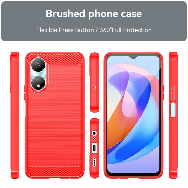 For Honor X7b Brushed Texture Carbon Fiber TPU Phone Case(Red) - Honor Cases by PMC TechLife | Online Shopping South Africa | PMC TechLife | Buy Now Pay Later Mobicred