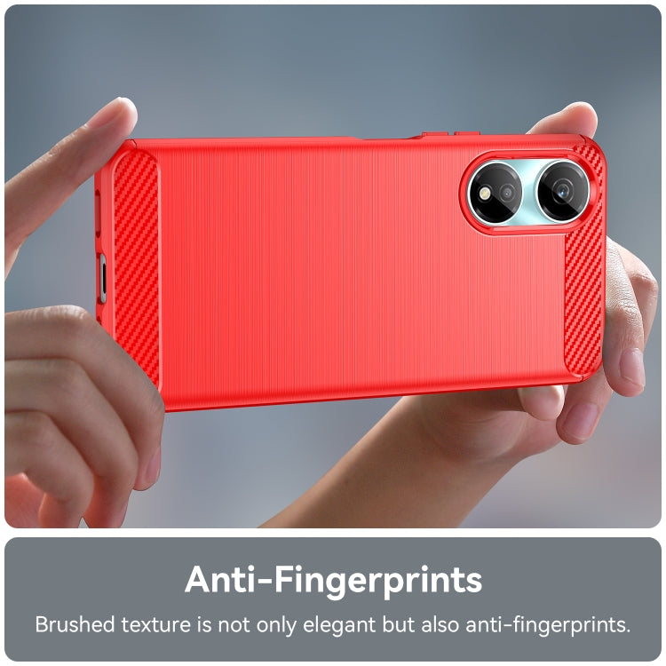 For Honor X7b Brushed Texture Carbon Fiber TPU Phone Case(Red) - Honor Cases by PMC TechLife | Online Shopping South Africa | PMC TechLife | Buy Now Pay Later Mobicred