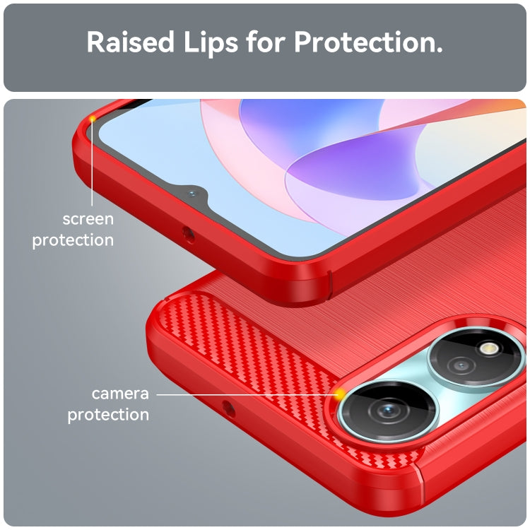 For Honor X7b Brushed Texture Carbon Fiber TPU Phone Case(Red) - Honor Cases by PMC TechLife | Online Shopping South Africa | PMC TechLife | Buy Now Pay Later Mobicred
