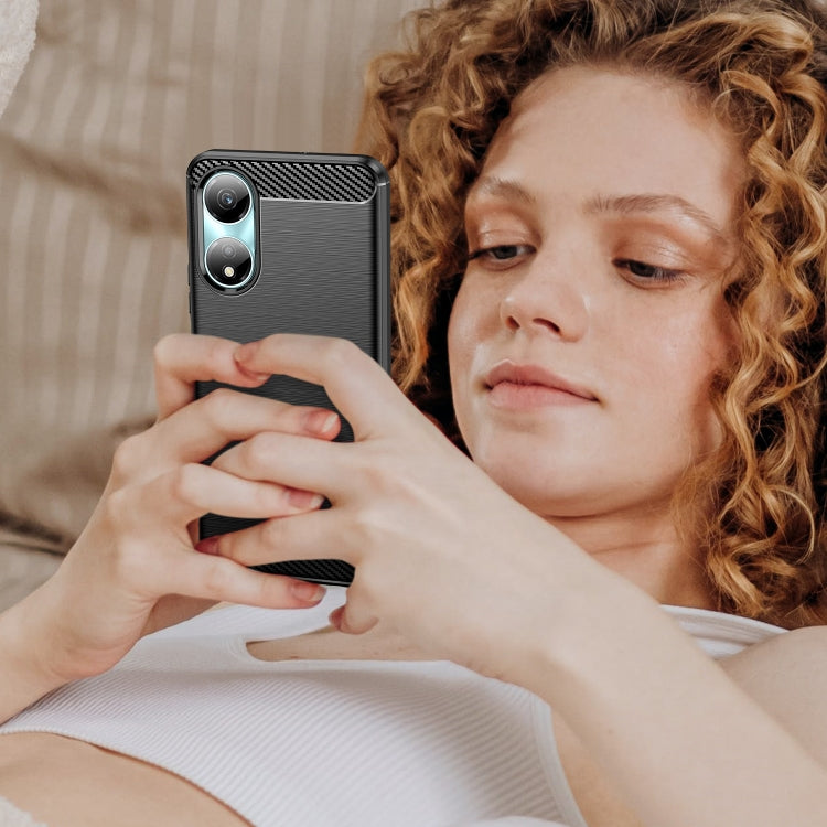 For Honor X5 Plus Brushed Texture Carbon Fiber TPU Phone Case(Black) - Honor Cases by PMC TechLife | Online Shopping South Africa | PMC TechLife