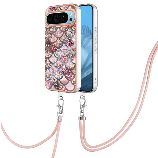 For Google Pixel 9 / 9 Pro Electroplating IMD TPU Phone Case with Lanyard(Pink Scales) - Google Cases by PMC Jewellery | Online Shopping South Africa | PMC Jewellery | Buy Now Pay Later Mobicred