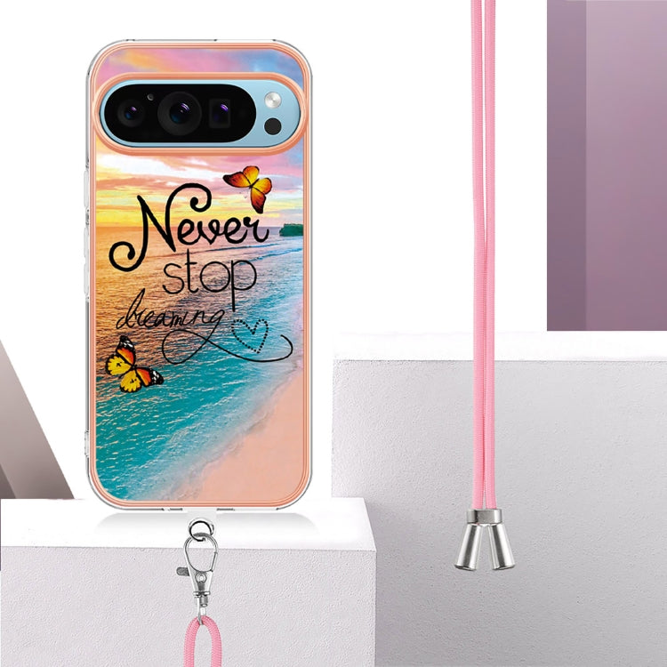 For Google Pixel 9 / 9 Pro Electroplating IMD TPU Phone Case with Lanyard(Dream Butterfly) - Google Cases by PMC TechLife | Online Shopping South Africa | PMC TechLife | Buy Now Pay Later Mobicred