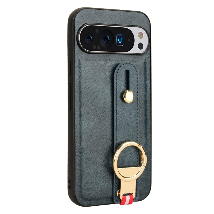 For Google Pixel 9 Wristband Leather Back Phone Case(Blue) - Google Cases by PMC TechLife | Online Shopping South Africa | PMC TechLife | Buy Now Pay Later Mobicred