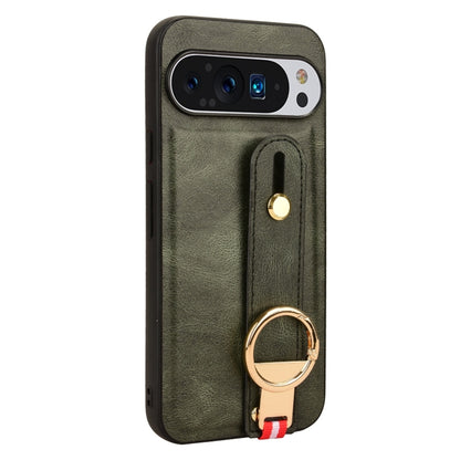 For Google Pixel 9 Wristband Leather Back Phone Case(Green) - Google Cases by PMC Jewellery | Online Shopping South Africa | PMC Jewellery | Buy Now Pay Later Mobicred