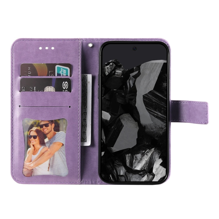 For Google Pixel 9 Pro 7-petal Flowers Embossing Leather Phone Case(Light Purple) - Google Cases by PMC TechLife | Online Shopping South Africa | PMC TechLife | Buy Now Pay Later Mobicred