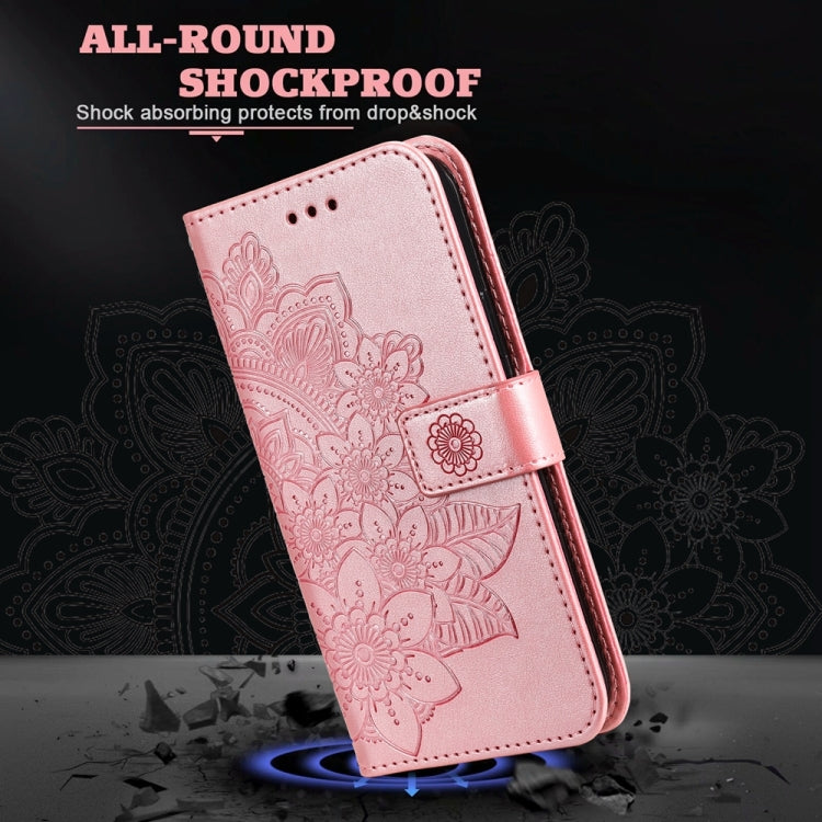For Google Pixel 9 Pro 7-petal Flowers Embossing Leather Phone Case(Rose Gold) - Google Cases by PMC TechLife | Online Shopping South Africa | PMC TechLife | Buy Now Pay Later Mobicred