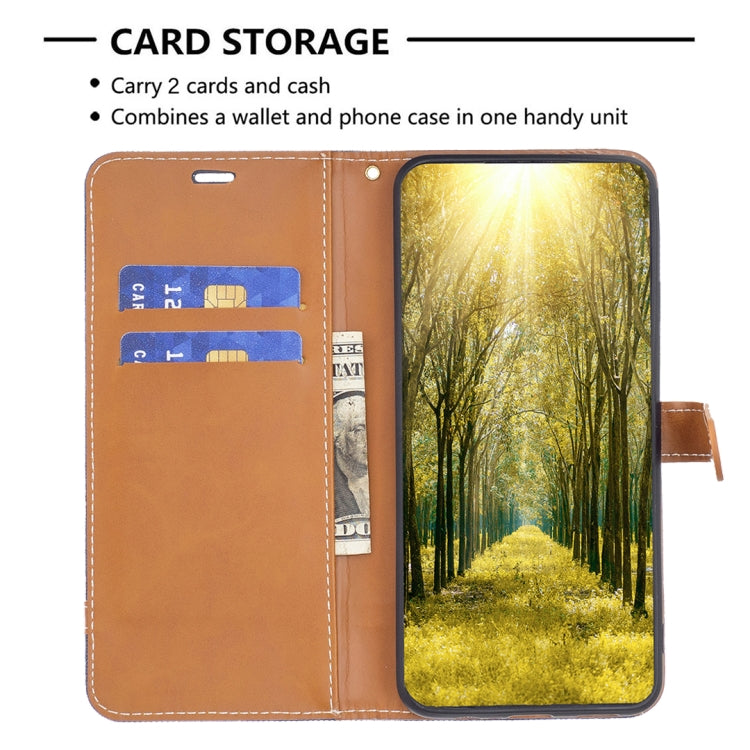 For iPhone 16 Pro Color Block Denim Texture Leather Phone Case(Dark Blue) - iPhone 16 Pro Cases by PMC TechLife | Online Shopping South Africa | PMC TechLife | Buy Now Pay Later Mobicred