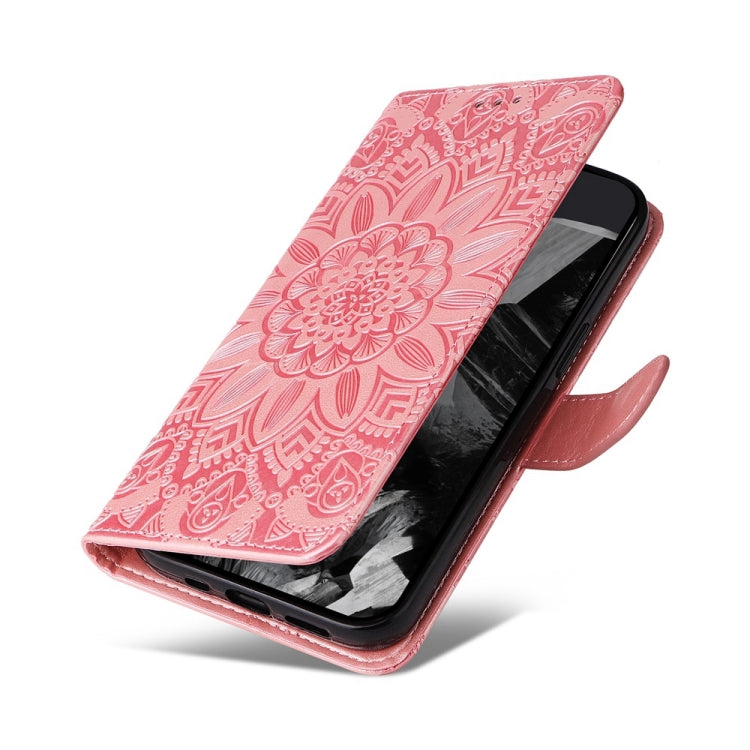 For Google Pixel 9 Pro Embossed Sunflower Leather Phone Case(Rose Gold) - Google Cases by PMC TechLife | Online Shopping South Africa | PMC TechLife | Buy Now Pay Later Mobicred