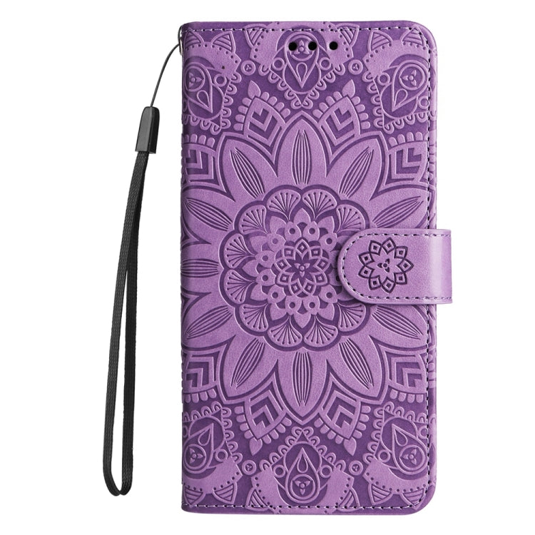 For Google Pixel 9 Embossed Sunflower Leather Phone Case(Purple) - Google Cases by PMC TechLife | Online Shopping South Africa | PMC TechLife | Buy Now Pay Later Mobicred
