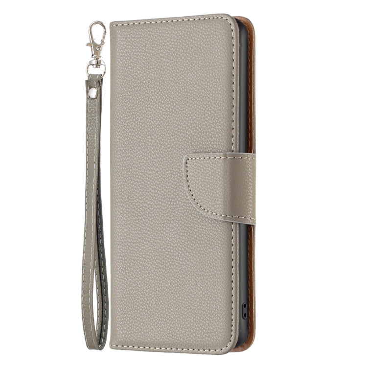 For iPhone 16 Pro Max Litchi Texture Pure Color Flip Leather Phone Case(Grey) - iPhone 16 Pro Max Cases by PMC TechLife | Online Shopping South Africa | PMC TechLife | Buy Now Pay Later Mobicred