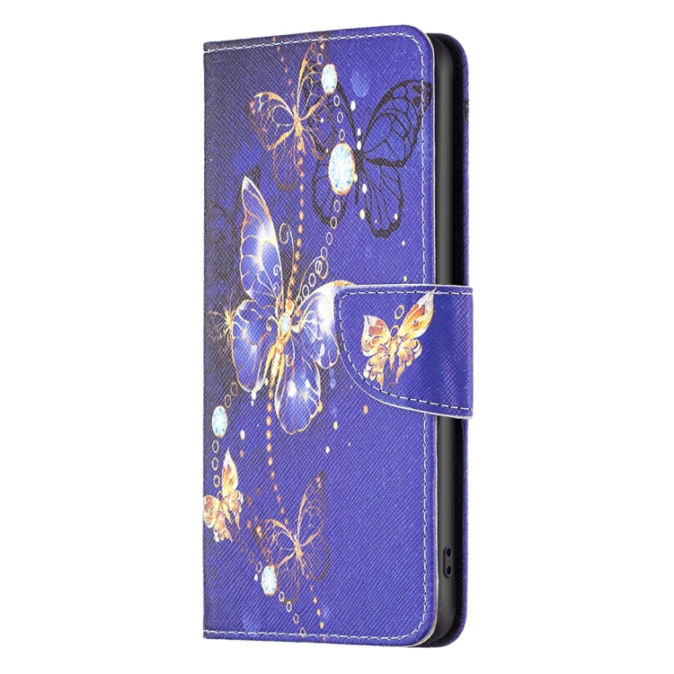 For iPhone 16 Colored Drawing Pattern Flip Leather Phone Case(Purple Butterfly) - iPhone 16 Cases by PMC Jewellery | Online Shopping South Africa | PMC Jewellery | Buy Now Pay Later Mobicred