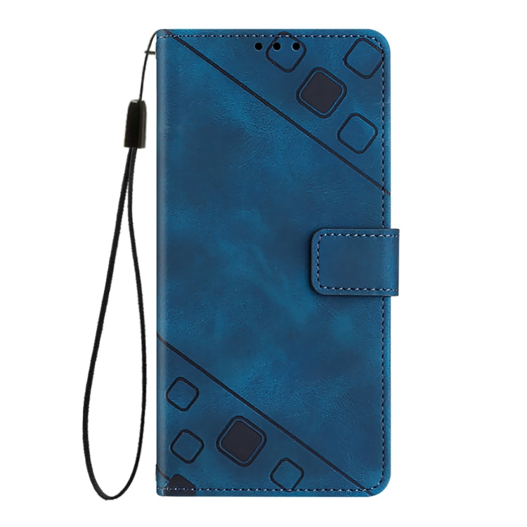 For iPhone 16 Pro Skin-feel Embossed Leather Phone Case(Blue) - iPhone 16 Pro Cases by PMC TechLife | Online Shopping South Africa | PMC TechLife | Buy Now Pay Later Mobicred