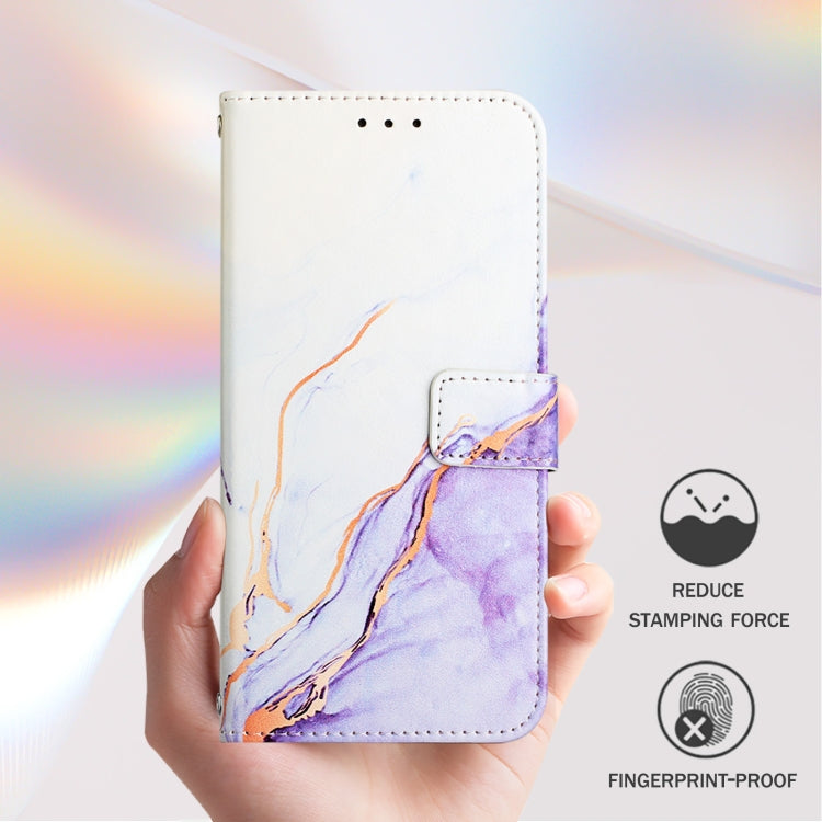 For iPhone 16e PT003 Marble Pattern Flip Leather Phone Case(White Purple) - iPhone 16e Cases by PMC TechLife | Online Shopping South Africa | PMC TechLife | Buy Now Pay Later Mobicred