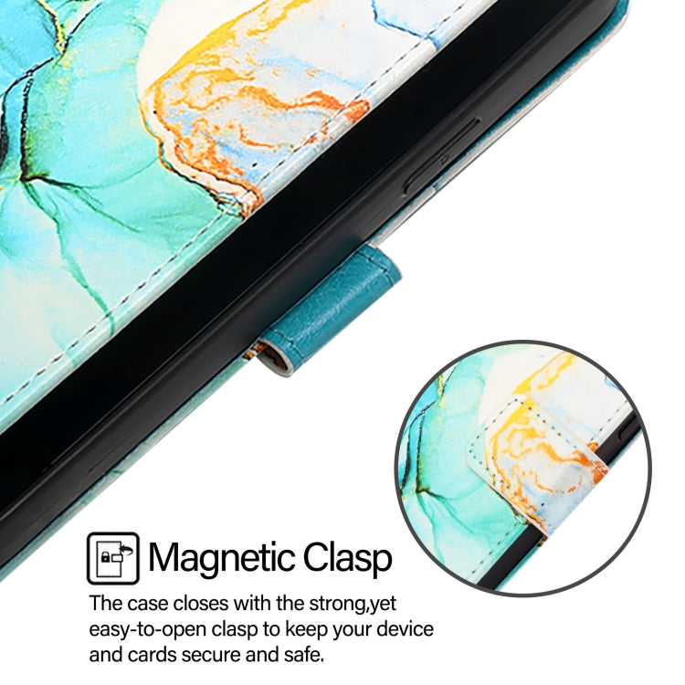 For iPhone 16e PT003 Marble Pattern Flip Leather Phone Case(Green) - iPhone 16e Cases by PMC TechLife | Online Shopping South Africa | PMC TechLife | Buy Now Pay Later Mobicred