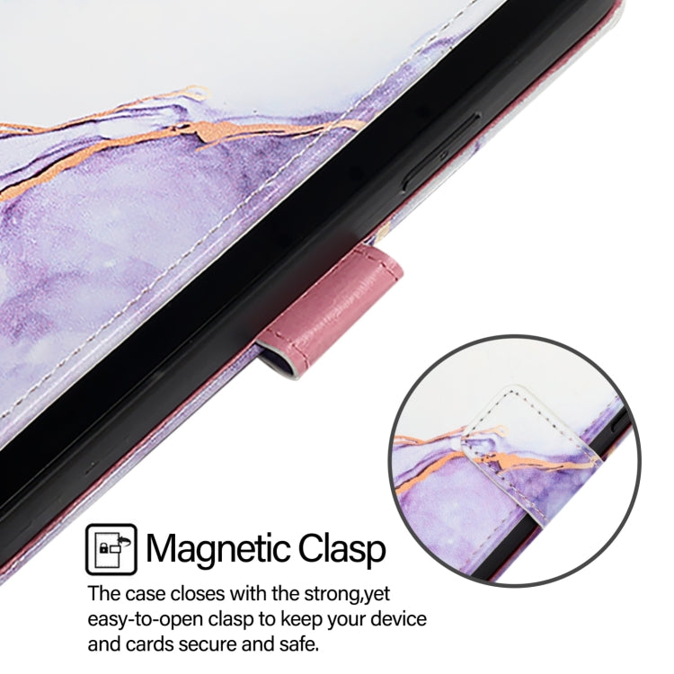 For iPhone 16 Pro Max PT003 Marble Pattern Flip Leather Phone Case(White Purple) - iPhone 16 Pro Max Cases by PMC TechLife | Online Shopping South Africa | PMC TechLife | Buy Now Pay Later Mobicred