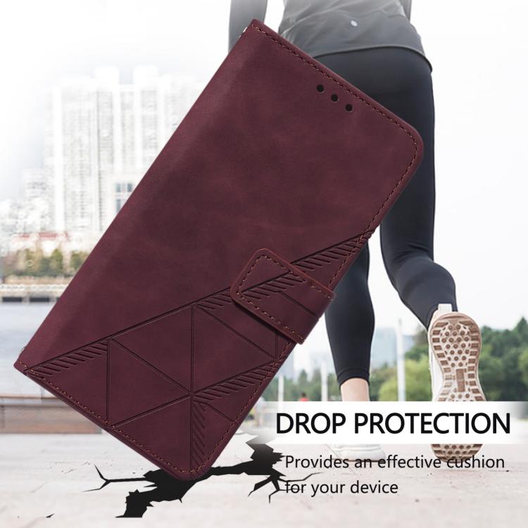For iPhone 16e Crossbody 3D Embossed Flip Leather Phone Case(Wine Red) - iPhone 16e Cases by PMC TechLife | Online Shopping South Africa | PMC TechLife | Buy Now Pay Later Mobicred