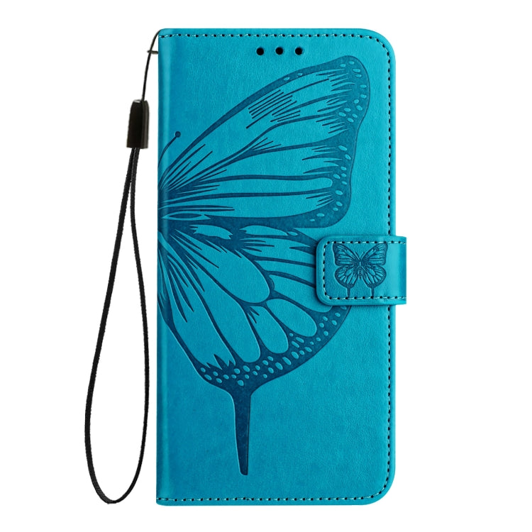 For iPhone 16 Pro Max Embossed Butterfly Leather Phone Case(Blue) - iPhone 16 Pro Max Cases by PMC Jewellery | Online Shopping South Africa | PMC Jewellery | Buy Now Pay Later Mobicred